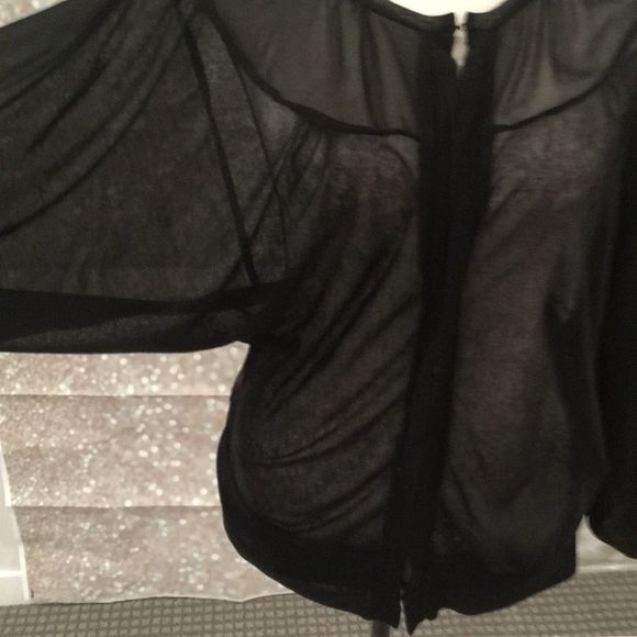 NWOT, Sheer Black Long Butterfly Sleeved Layering Top - Small $5 or Free w/$10 - Picture 2 of 5